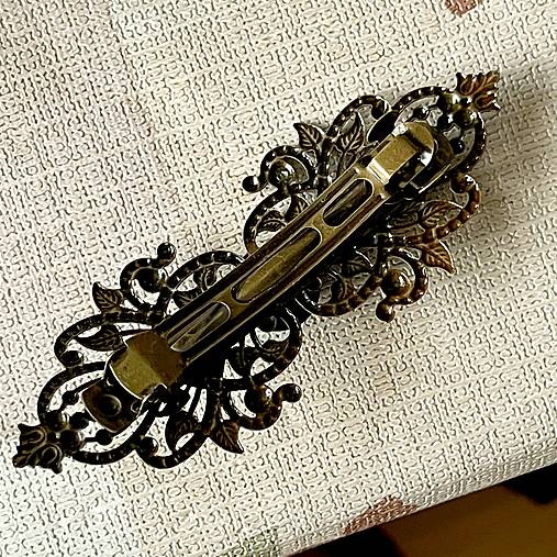 Vintage Filigree Zoisite French Hair Clip / Vintage francúzska spona so zoisitom E070