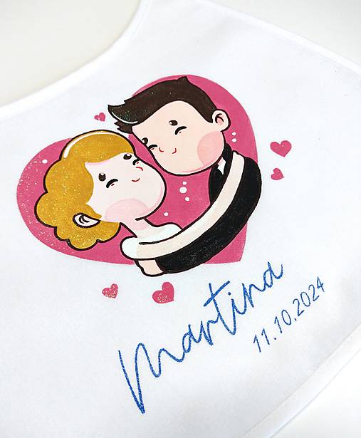 Iné doplnky - svadobné podbradníky maľované - Nevesta a ženích II. - 17577428_