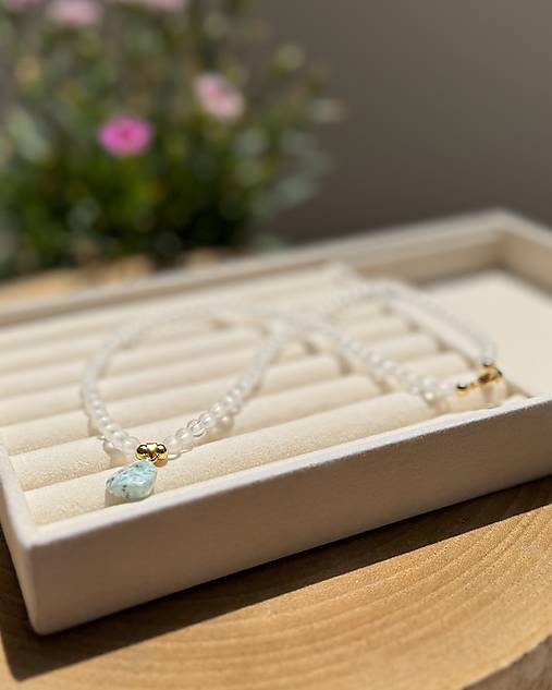 Náhrdelník Nových Dimenzií a Spriaznených duší - Krištáľ a Larimar