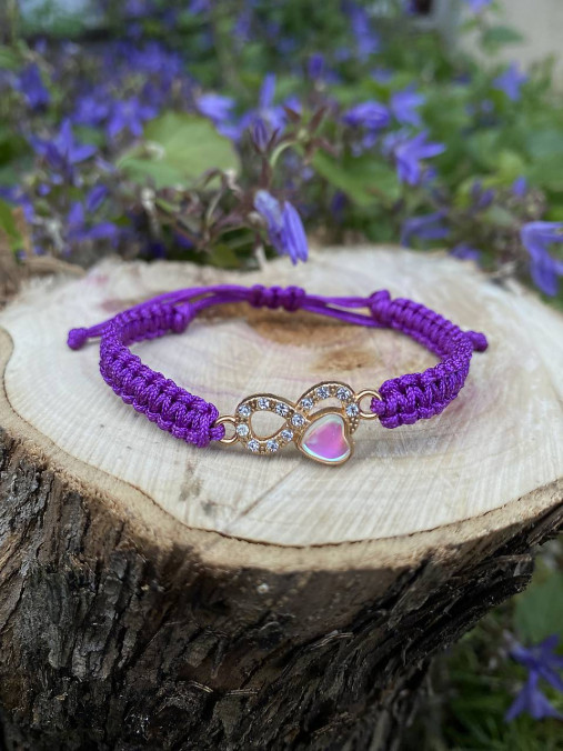 Náramky - Pletený náramok so srdiečkom  - 17576749_