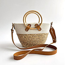 Kabelky - Kabelka zo slamy s bambusovými rúčkami – crossbody aj do ruky - 17577591_