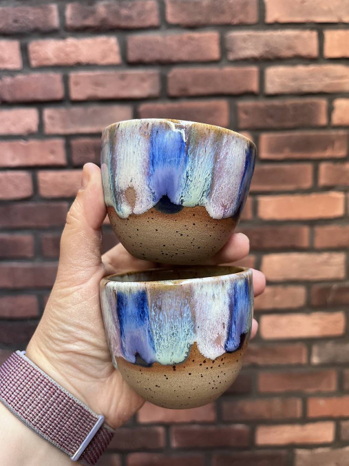 Nádoby - Modro-zelený cappuccino pohárik (Bez podšálky) - 17577274_