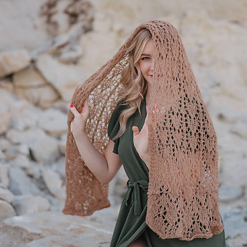 Šatky - Šatka alpaca silk | Tvoja mandľová - 17580054_