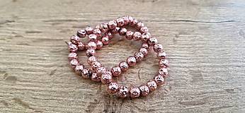 Korálky - Korálky Hematit so štruktúrou (Rose Gold 6 mm) - 17579796_