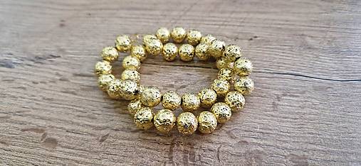 Korálky - Korálky Hematit so štruktúrou (Zlatá 10 mm) - 17579788_
