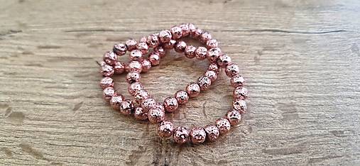 Korálky - Korálky Hematit so štruktúrou (Rose Gold 6 mm) - 17579796_