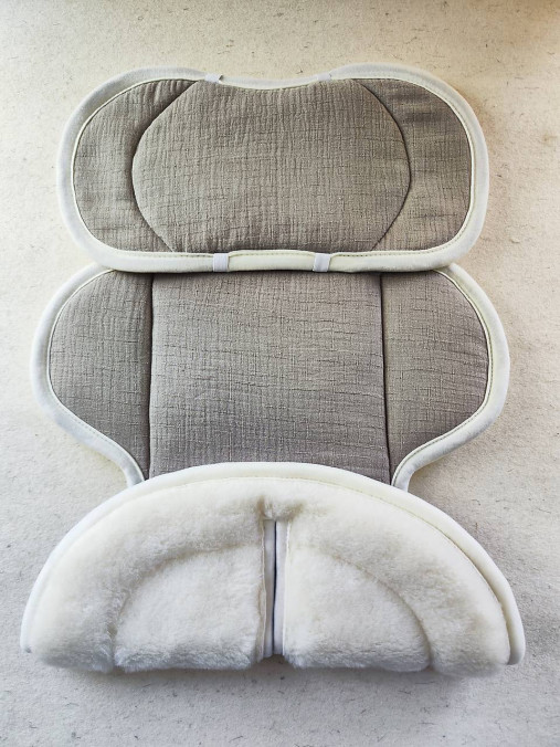 Detský textil - VLNIENKA novorodenecká zmenšovacia vložka do autosedačky Cybex Cloud G proti poteniu a prechladnutiu Mušelin Beige - 17579241_