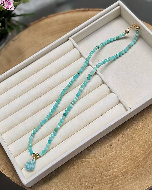 Náhrdelník Pokoja a Všeobímajúcej lásky - Amazonit a Larimar