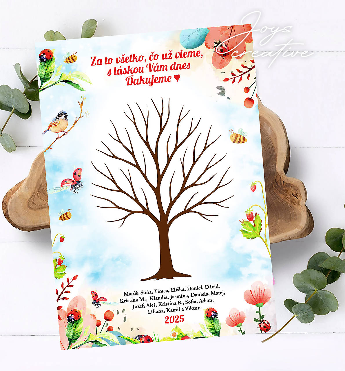 Plagát pre pani učiteľku strom na odtlačky prštekov (pdf verzia)