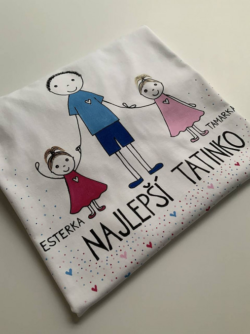 Originálne maľované tričko pre TATINKA/OCKA s 3 postavičkami