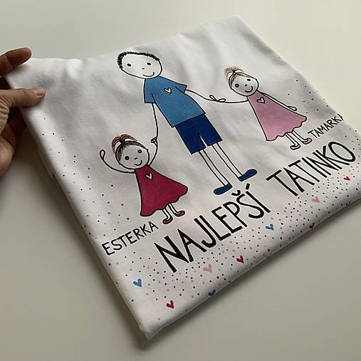 Originálne maľované tričko pre TATINKA/OCKA s 3 postavičkami