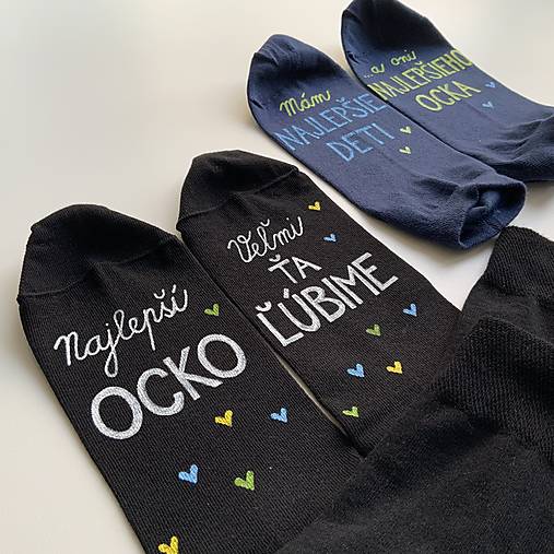 Maľované ponožky pre najlepšieho ocka, ktorý má najlepšie deti (čierne/tmavomodré členkové)