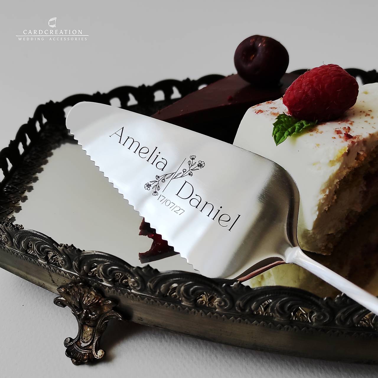 Svadobný príbor, SET tortová servírovacia lopatka + nožík 001S