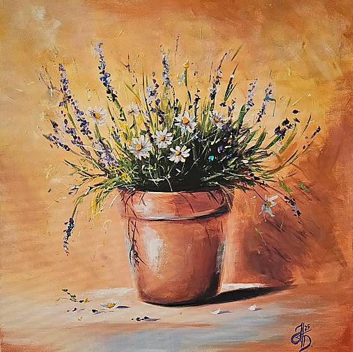 Obrazy - Obraz "Levandule v kvetináči", 60 x 60 cm - 17579782_