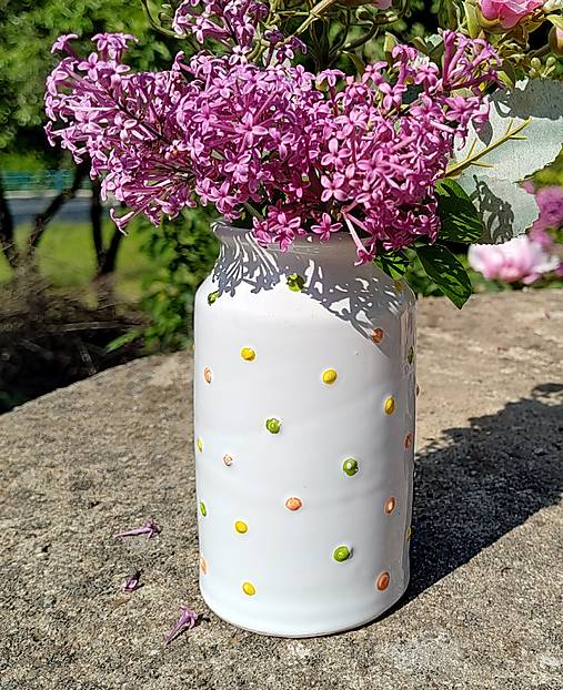 Dekorácie - Keramická váza bodka - 17579336_