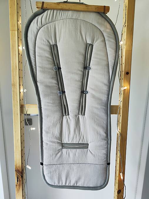 Detský textil - VLNIENKA podložka do kočíka THULE  Urban Glide 2 100% MERINO TOP SUPER WASH  100% ľan svetlo šedý - 17581082_