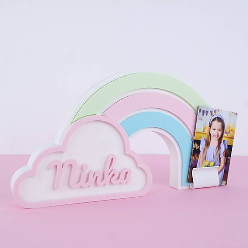 Rámiky - Fotorámik Dúha s menom vášho dieťaťa - 17581173_