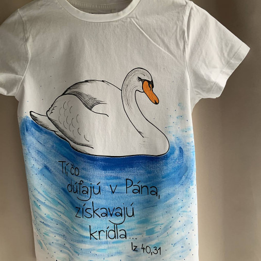 Detské maľované tričko s labuťou a citátom