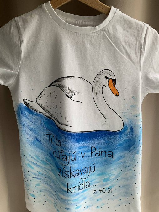 Detské maľované tričko s labuťou a citátom