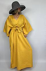 Šaty - Ľanové kimono šaty - 17581853_