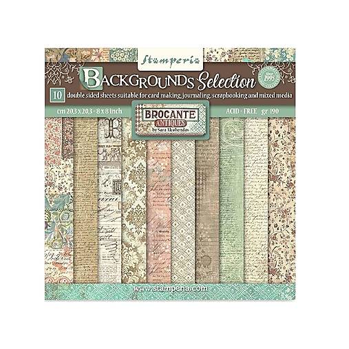 Papier - Scrapbook papier Stamperia 8x8 Brocante Antiques Backgrounds - 17582589_