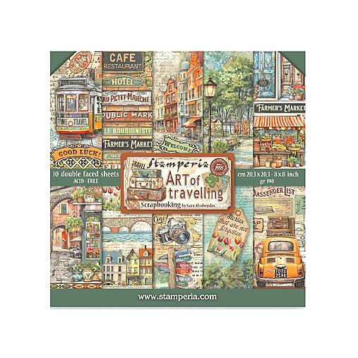 Papier - Stamperia Scrapbook papier Art of travelling 8x8 - 17583131_
