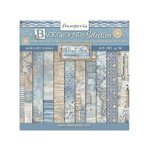 Papier - Stamperia Scrapbook papier Silent Sea Bakground 8x8 - 17583220_