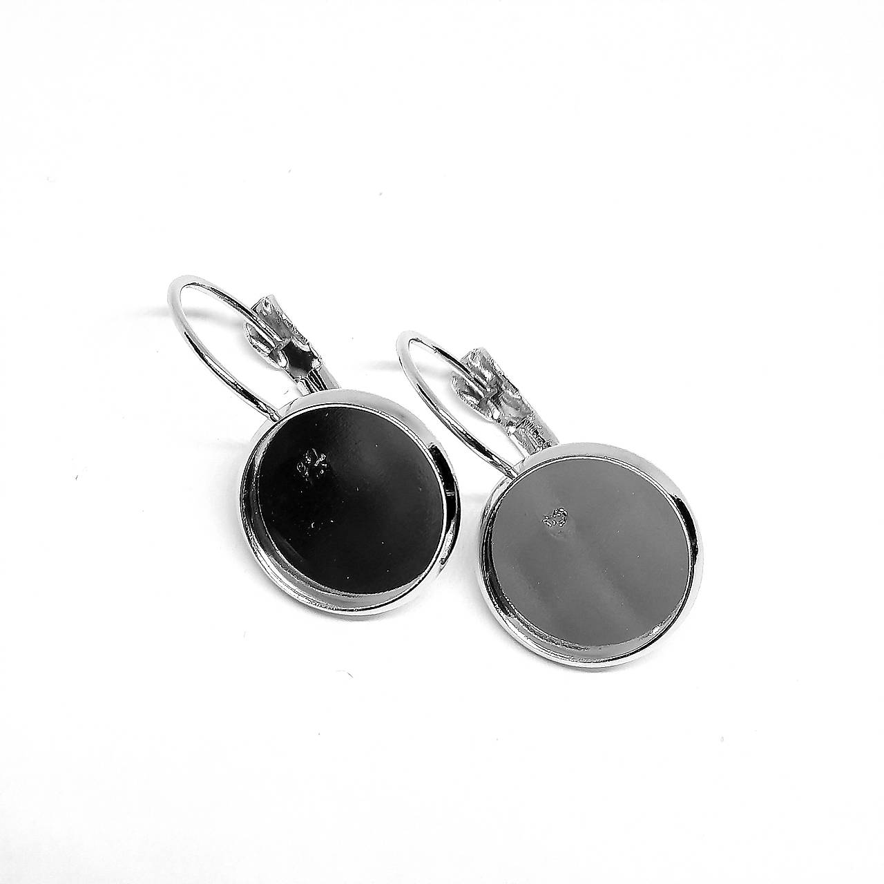 Náušnicové zapínanie s lôžkom-1pár (12mm-rhodium)