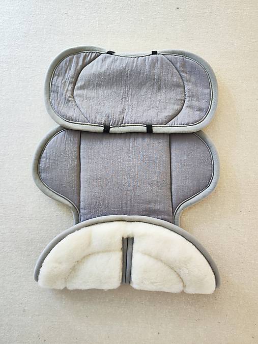 Detský textil - VLNIENKA novorodenecká zmenšovacia vložka do autosedačky Cybex Cloud G proti poteniu a prechladnutiu 100% ľan šedý - 17583204_