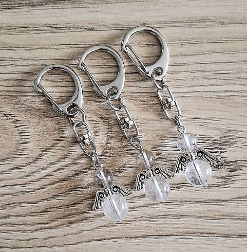 Kľúčenky - Minerálový anjelik (Krištáľ) - 17583463_