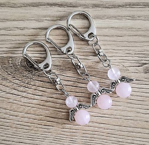 Kľúčenky - Minerálový anjelik (Ruženín) - 17583464_