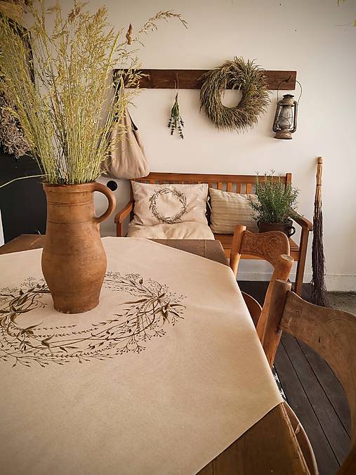 Úžitkový textil - Obrus veniec tráv zelené (60x60cm) - 17583398_