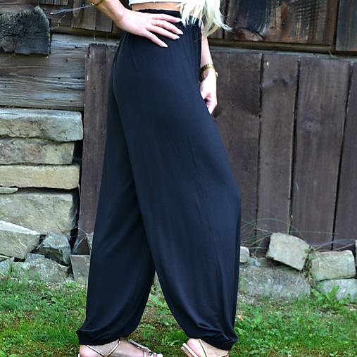 Nohavice - Bambusové nohavice DASHA čierne - 17582310_