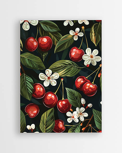 Dekorácie - Moderný čerešňový print do obývačky - 17583689_