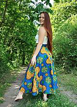 Sukne - AFRICKÁ DLOUHÁ SUKNĚ  - MODRÁ S VĚTRNÍKY - 17586036_