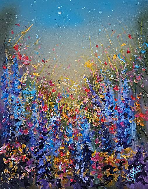 Obrazy - Obraz "Večerná lúka s kvetmi II.", 40 x 50 cm - 17584526_