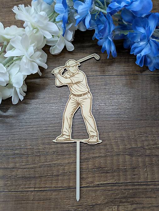 Drevený zápich do torty pre športovca (Golfista)