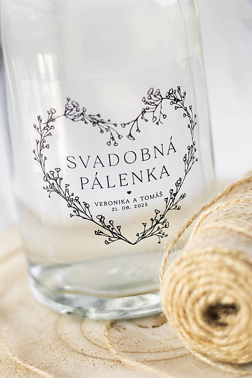 Úložné priestory & Organizácia - Transparentná etiketa "Srdiečkový venček - gypsomilka" - 17586596_