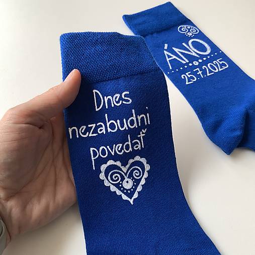 Maľované ponožky - ženích (Kráľovskymodré)