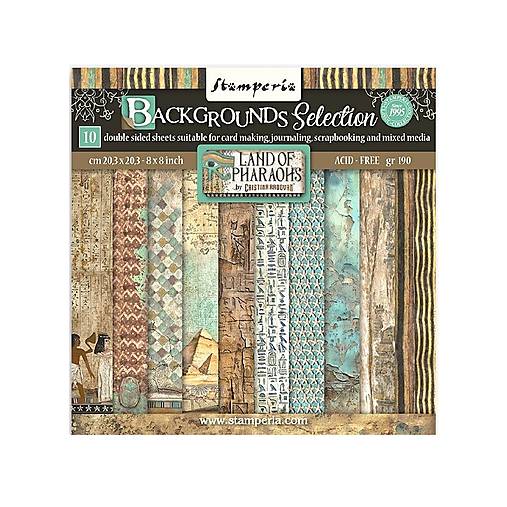 Papier - Scrapbook papier Stamperia 8x8 Land of Pharaohs Backgrounds - 17587732_
