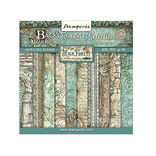 Papier - Scrapbook papier Stamperia Magic Forest Backgrounds Selection 8x8 - 17588011_