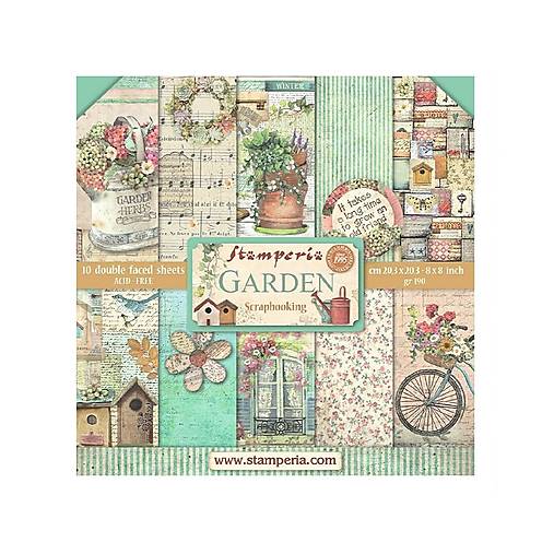 Papier - Scrapbook papier Stamperia 8x8 Garden - 17588549_