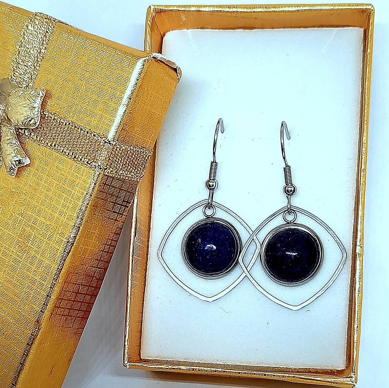 Náušnice Lapis Lazuli + chirurgická oceľ