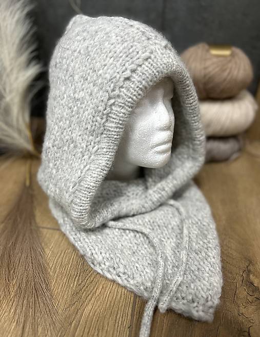 Čiapky, čelenky, klobúky - Balaclava so šatkou  (Šedá) - 17588475_