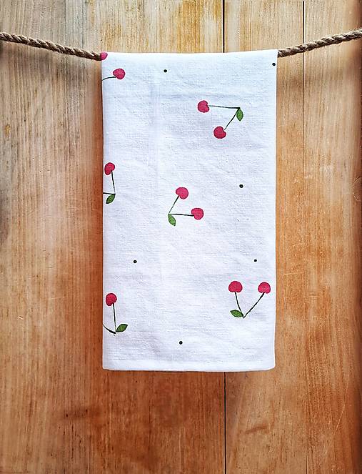 Úžitkový textil - Utierka Čerešienka (Čerešienky "rozviate") - 17588756_