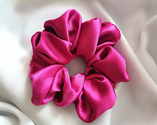 Ozdoby do vlasov - Saténová scrunchie maxi - ružová - 17587498_