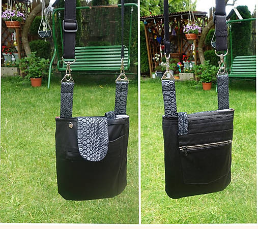 Kabelky - Crossbody čierna kabelka na mobil a viac - 17587504_