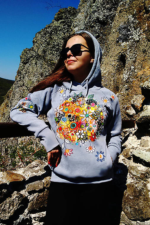 Mikiny - Ručnemaľovaná mikina - Farebny svet / abstrakt - 17589130_