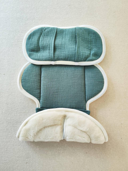 Detský textil - VLNIENKA podložka Autosedačky Besafe go Beyond  0/13kg 100% Merino proti poteniu a prehriatiu 100% Mušelin Bavlna zelený - 17589574_