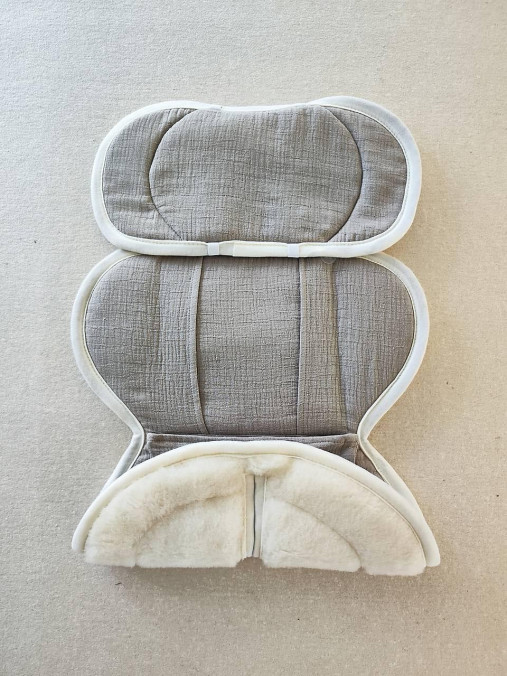 Detský textil - VLNIENKA podložka  Autosedačka XM Plus i-Size  100% Merino top Super wash Natural Bambus beige - 17589638_